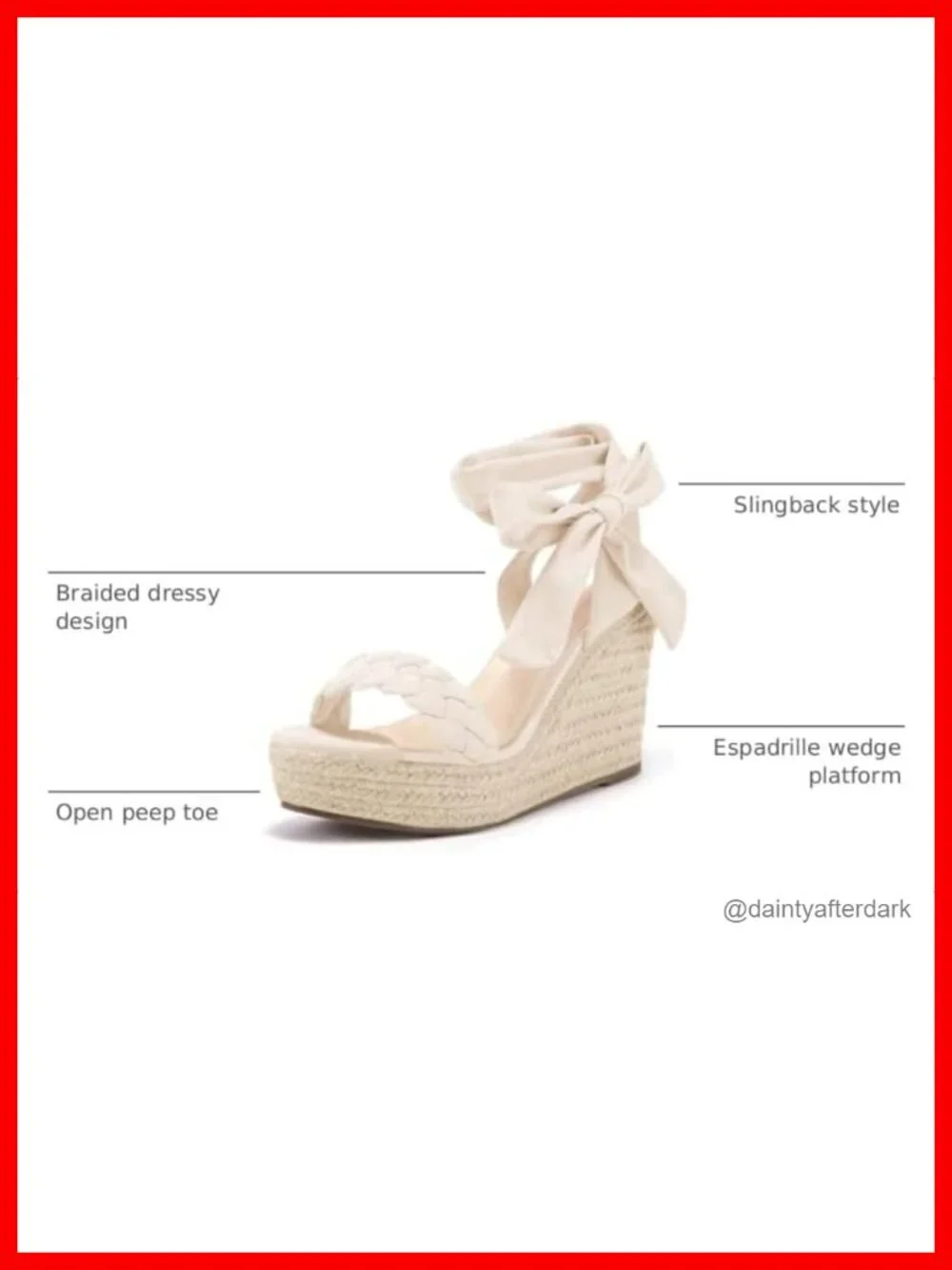 Womens Braided Wedge Espadrille Sandals Lace Up Slingback Open Toe Platform